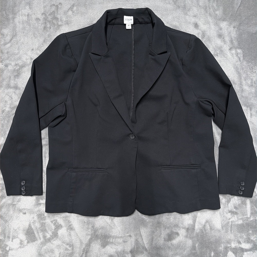 J Crew  Jacket Womens 18 Black Ponte Work Blazer Stretch‎ Business Minimalist